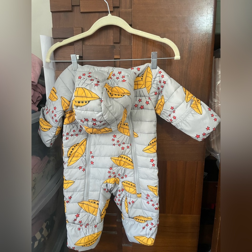 Mini Rodini Gray and Yellow Footies One Piece